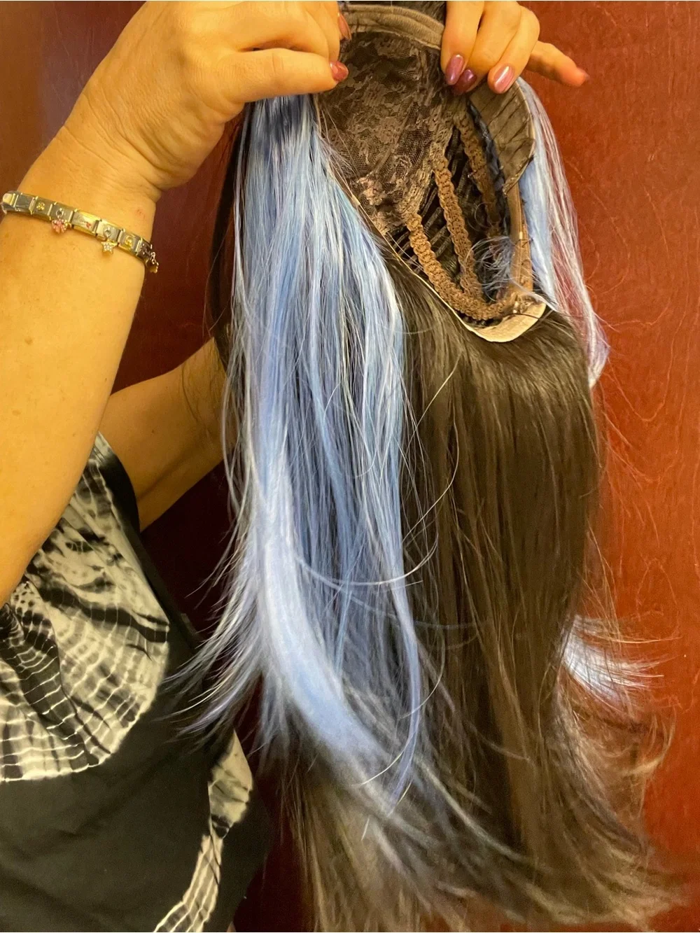 Black Wig with Blue Highlights - Women's Fashion Hair